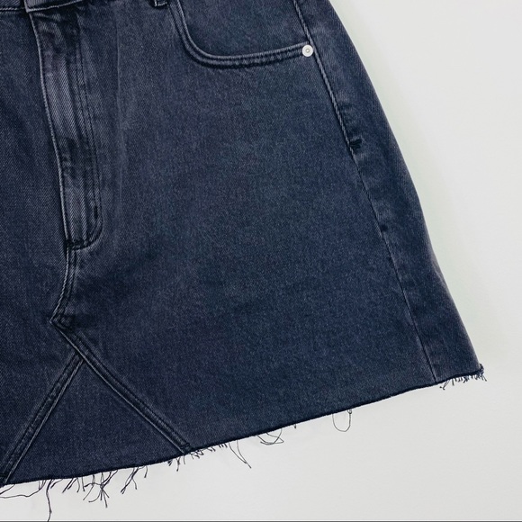 Abrand Womens A-Line Denim Skirt Black Raw Hem Size 12 30 NWT - Picture 3 of 7